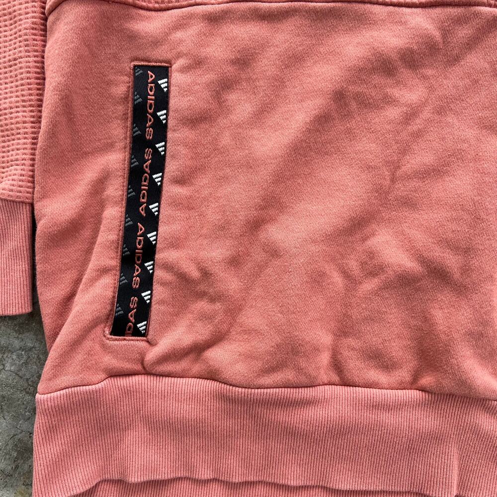 Adidas Waffle Knit Colorblock Crewneck Pullover Salmon Pink Large - Picture 3 of 9